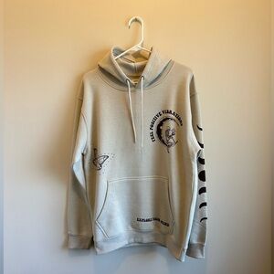 Persaya NWT Juniors Large Celestial Hooded Tan Sweatshirt Kangaroo Pouch Pocket